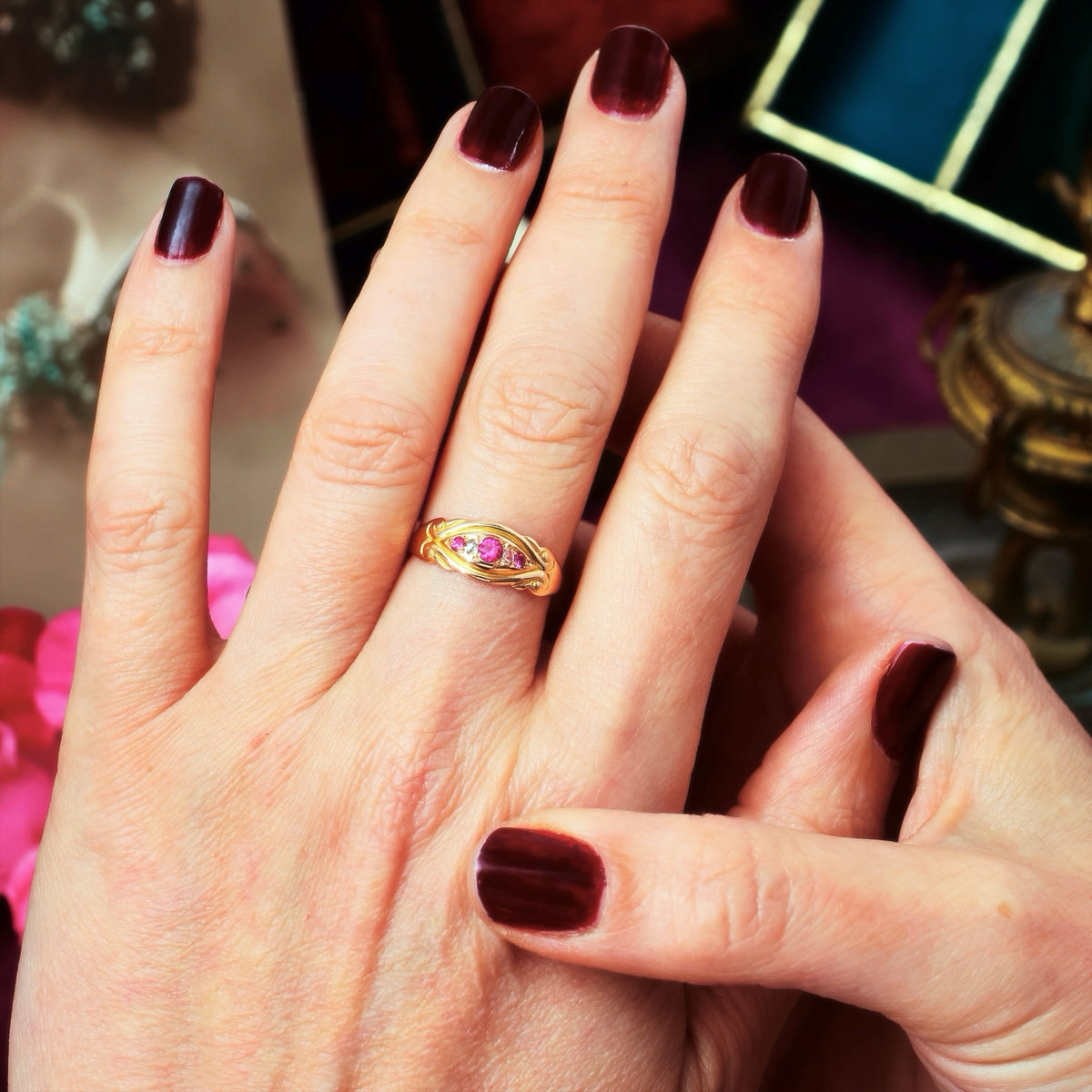 Antique Date 1896 Ruby & Diamond Ring