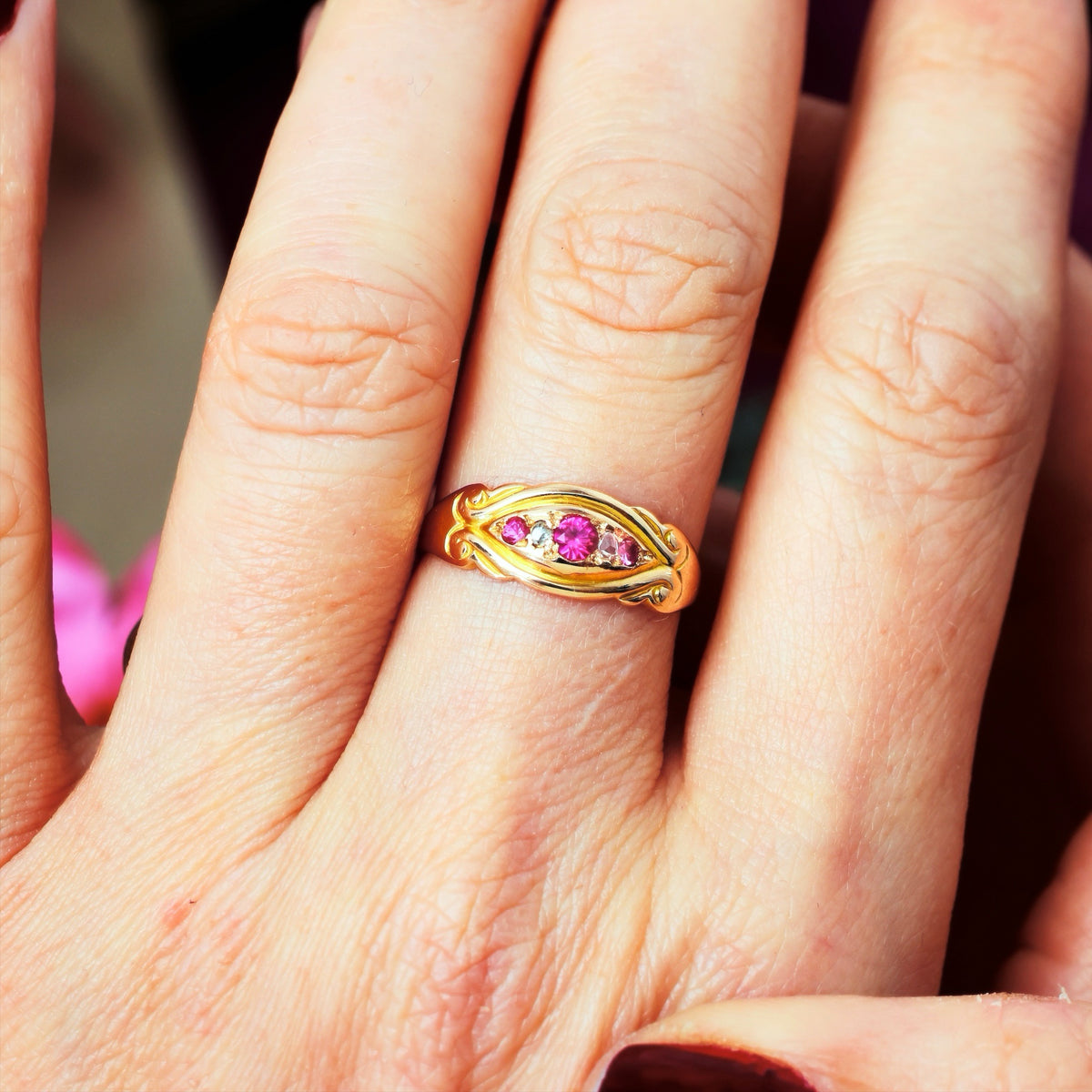Antique Date 1896 Ruby & Diamond Ring
