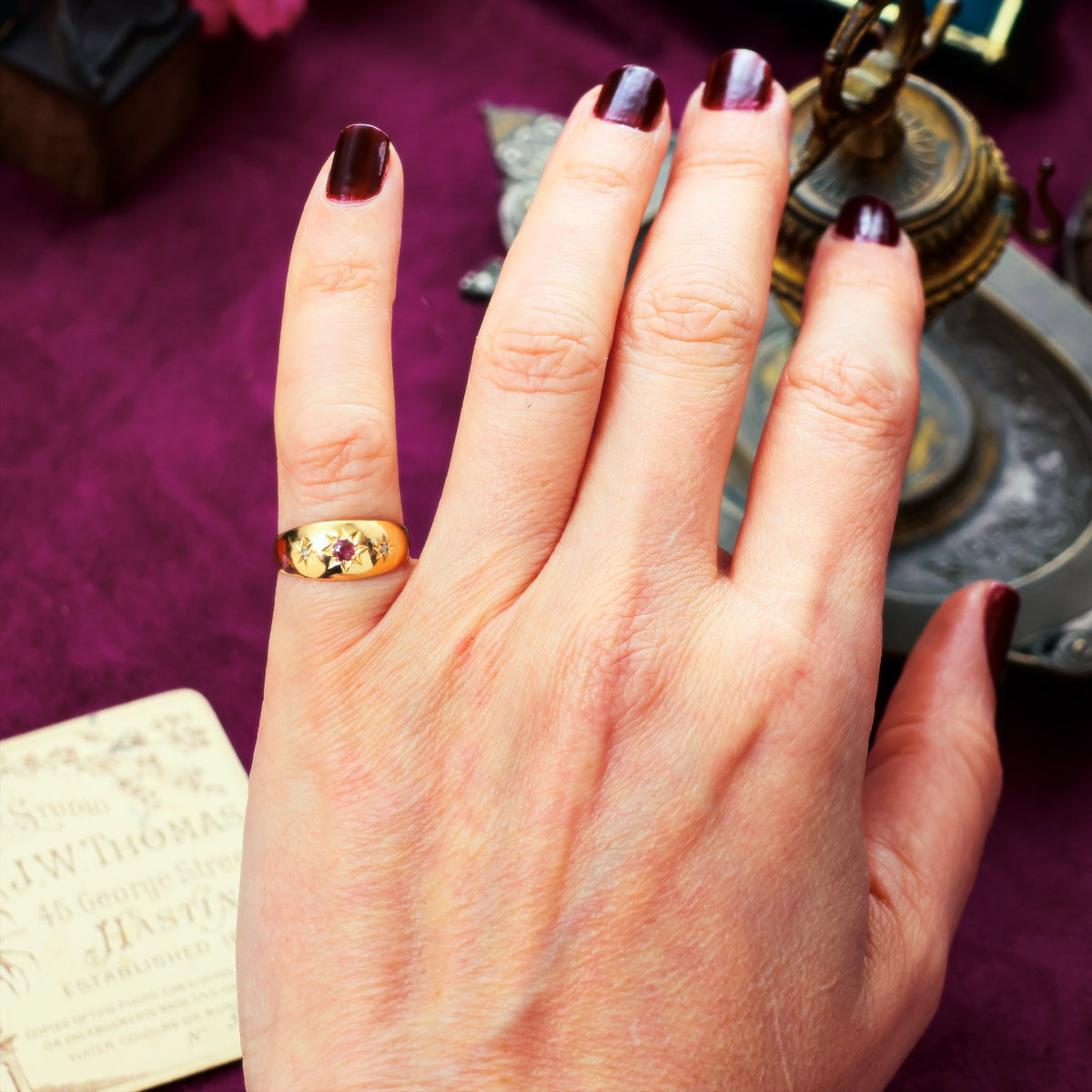 Date 1916 Ruby & Diamond Pinky Ring