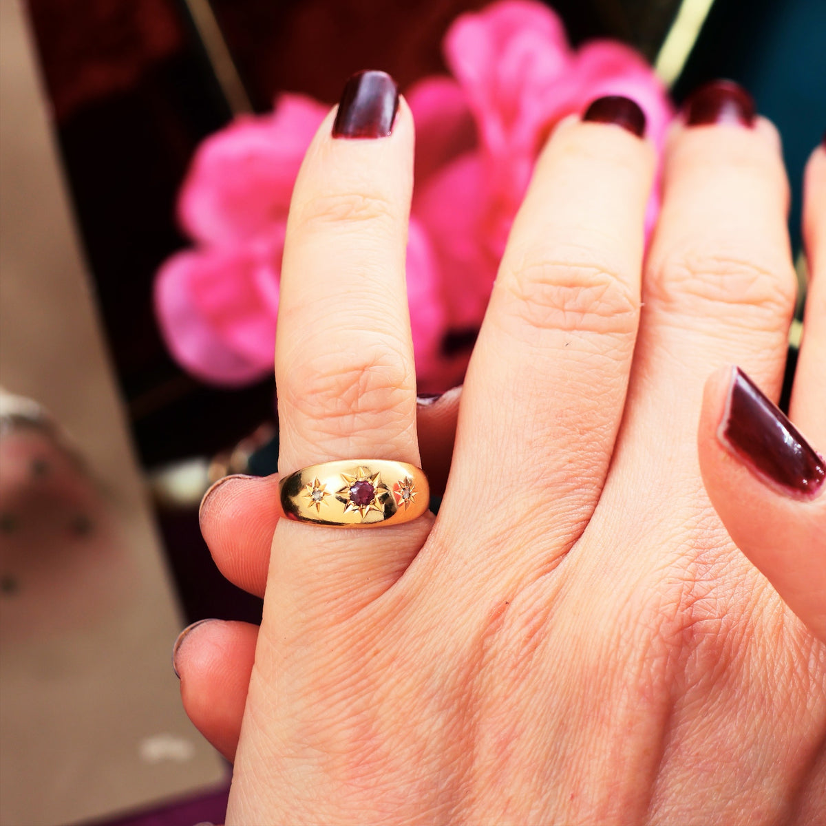 Date 1916 Ruby & Diamond Pinky Ring