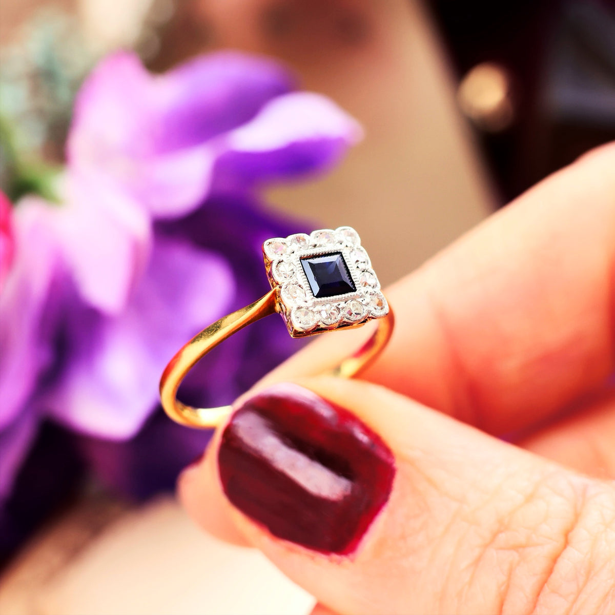 Vintage Perfection Sapphire & Diamond Engagement Ring