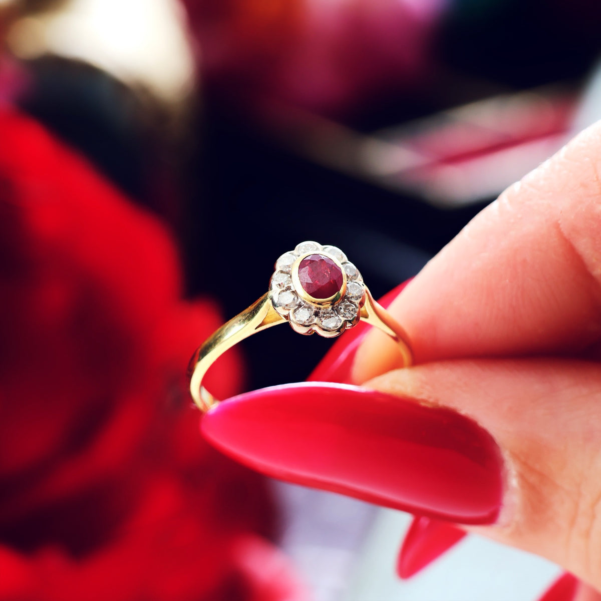 Vintage Date 1996 Ruby & Diamond Engagement Ring