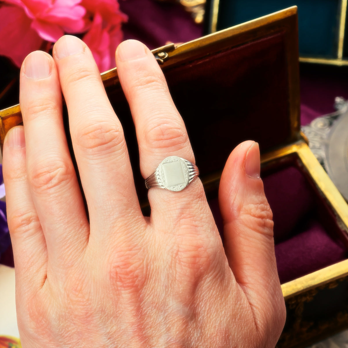 Vintage Styled Silver Signet Ring