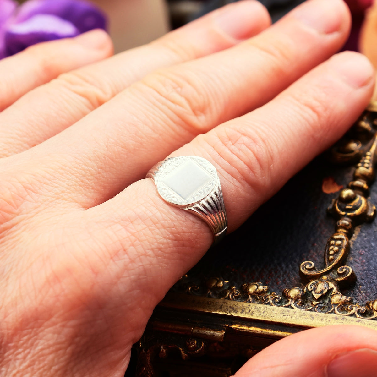Vintage Styled Silver Signet Ring