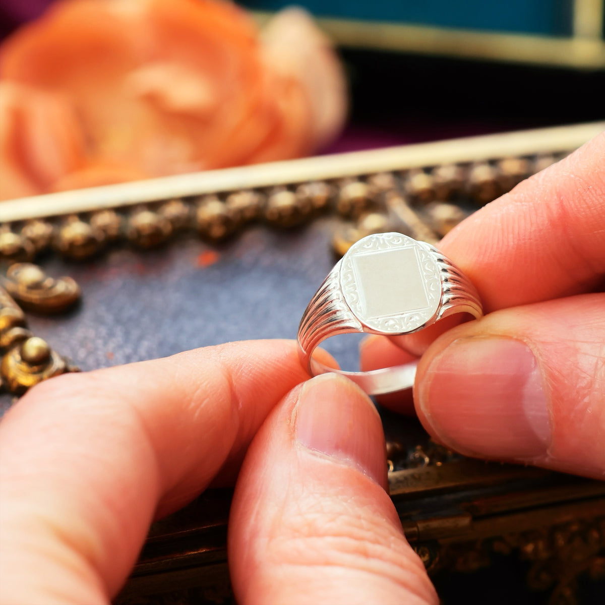 Vintage Styled Silver Signet Ring
