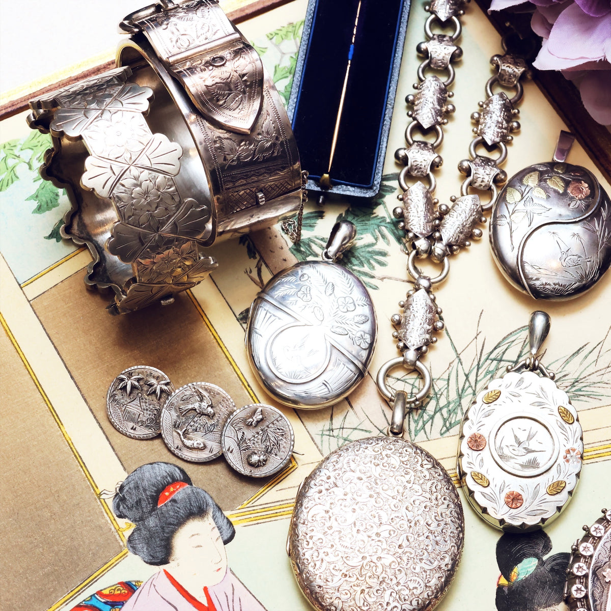 Antique 1880's Silver Aesthetic Movement Earrings