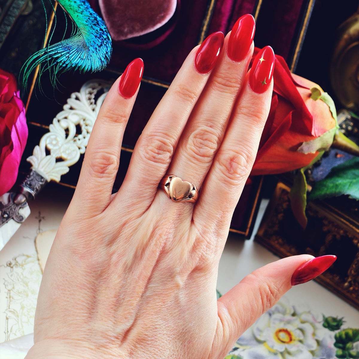 Antique Date 1905 9ct Rose Gold Signet Ring