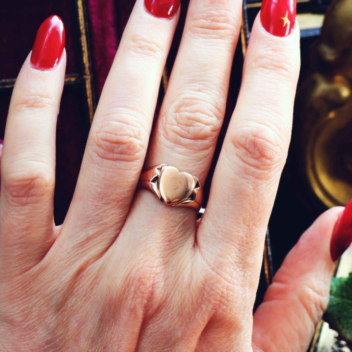 Antique Date 1905 9ct Rose Gold Signet Ring