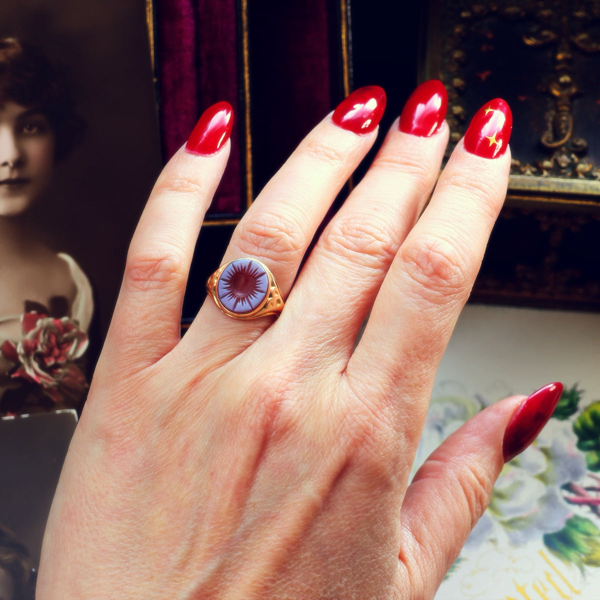 Antique Intaglio Sardonyx Signet Ring