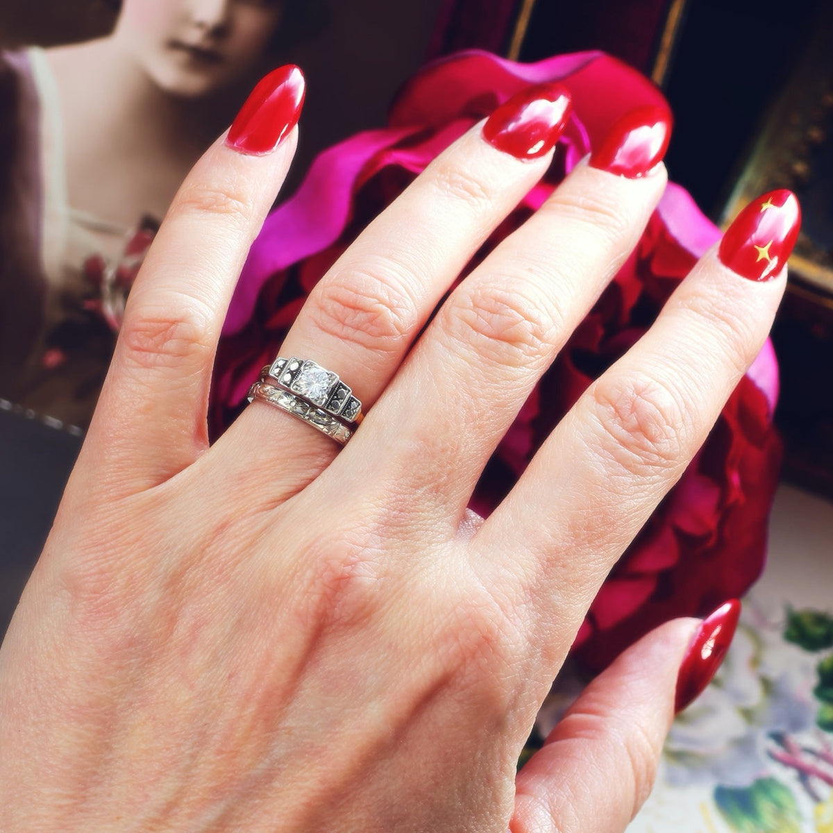 Vintage 1950's Art Deco Diamond Engagement Ring