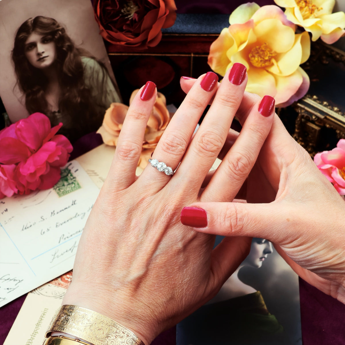 Incredible! 1.61ct Vintage Diamond Trilogy Engagement Ring