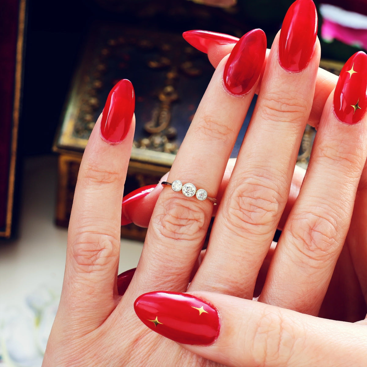 Vintage 1920's Diamond Trilogy Engagement Ring