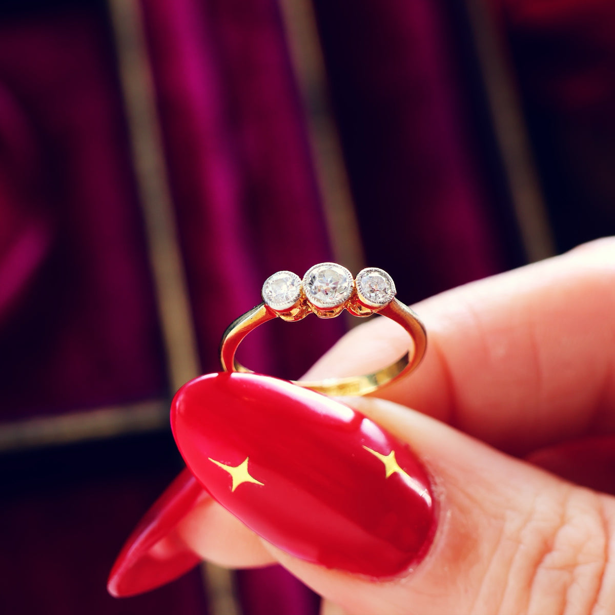 Vintage 1920's Diamond Trilogy Engagement Ring