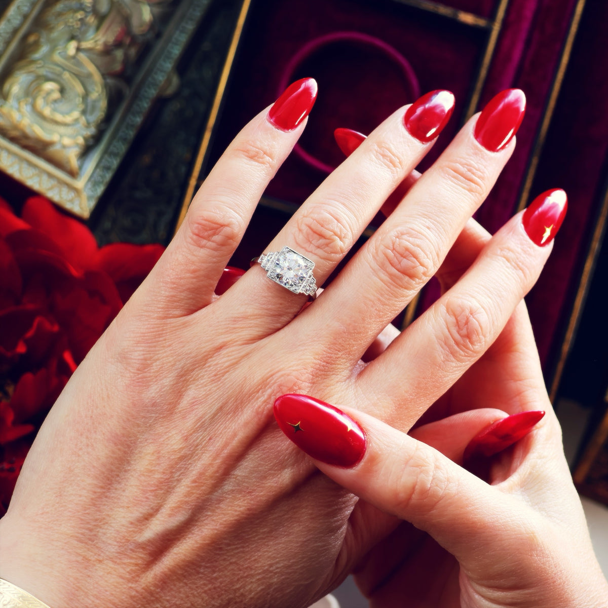 Vintage LOVE! Art Deco Diamond Engagement Ring in Original Box
