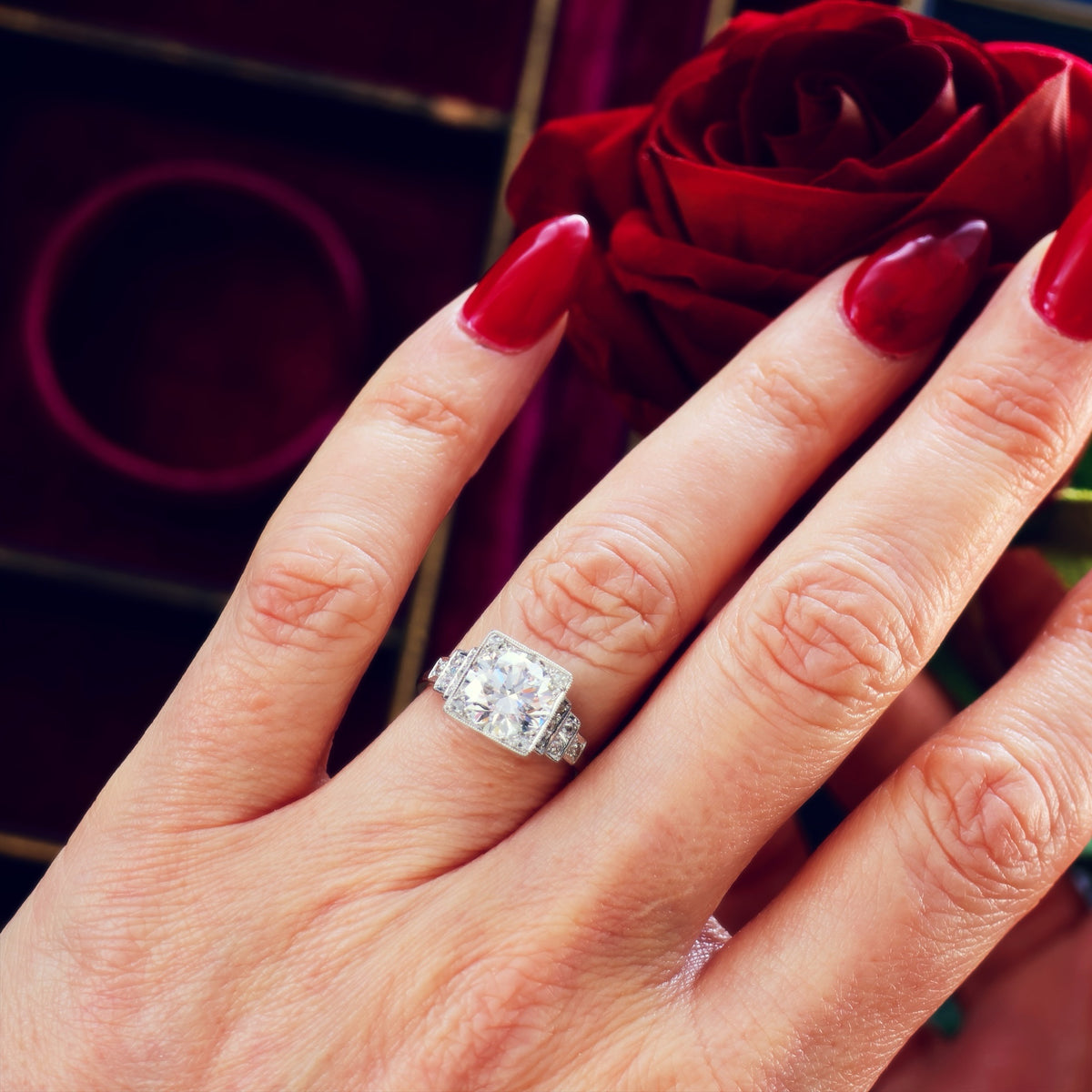 Vintage LOVE! Art Deco Diamond Engagement Ring in Original Box