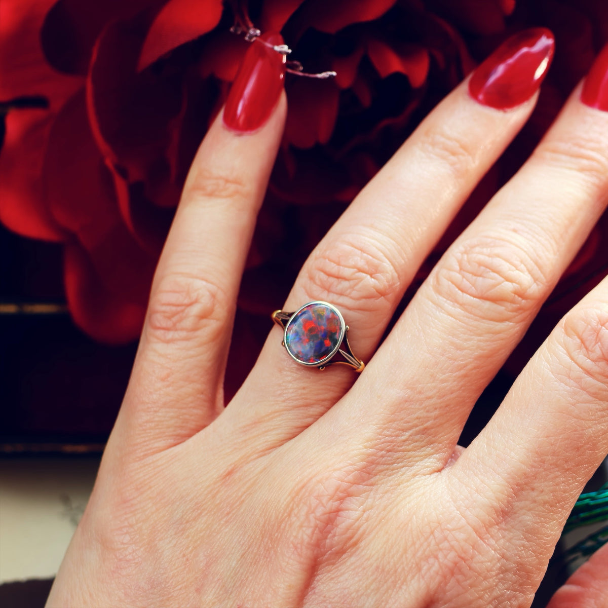 Scarce Find! Vintage Black Magic Opal Ring