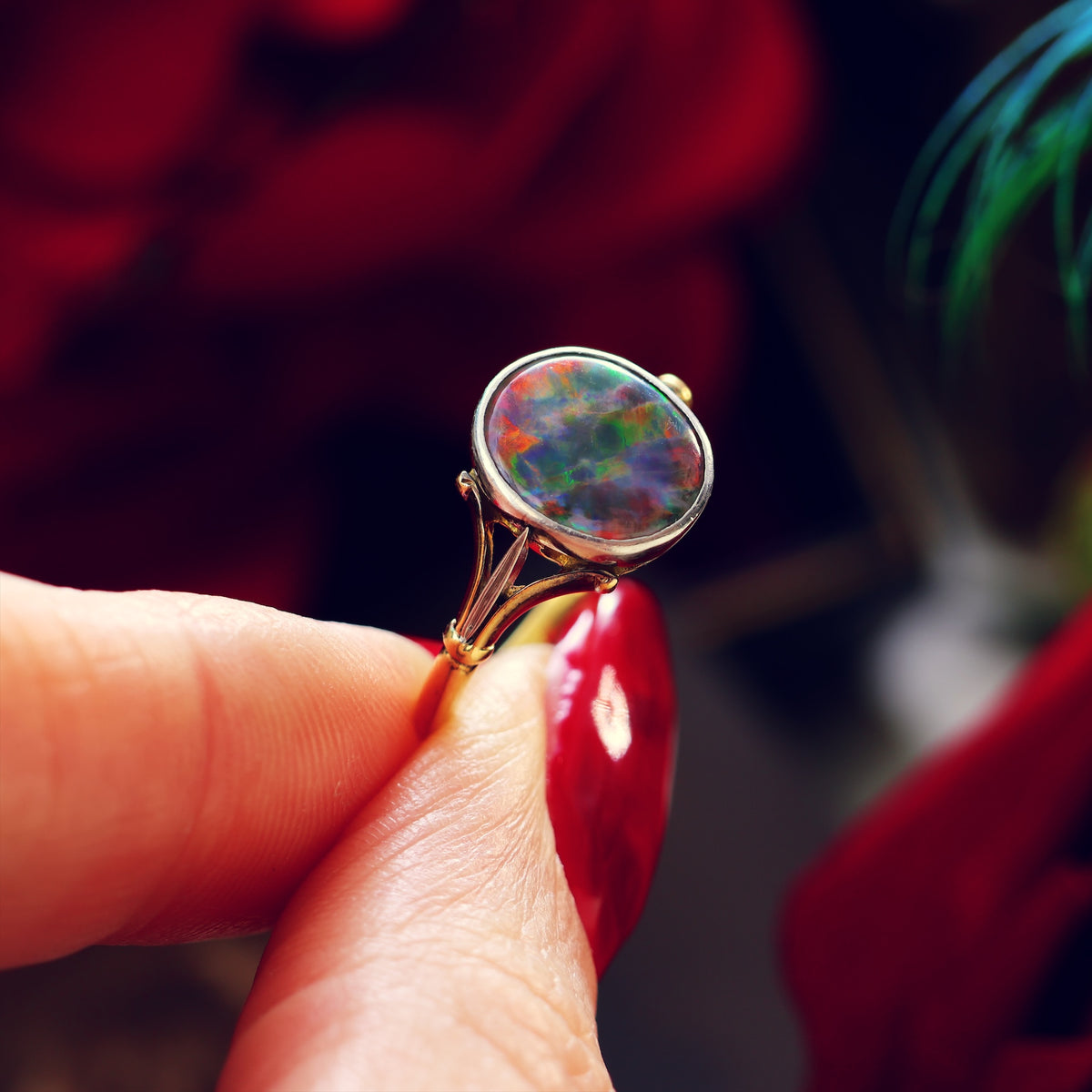 Scarce Find! Vintage Black Magic Opal Ring