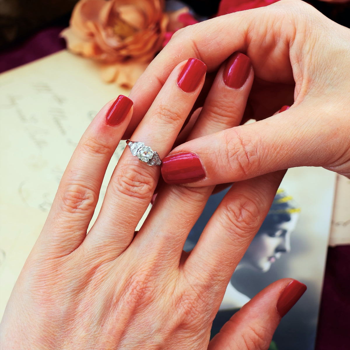 Vintage Art Deco Diamond Solitaire Engagement Ring