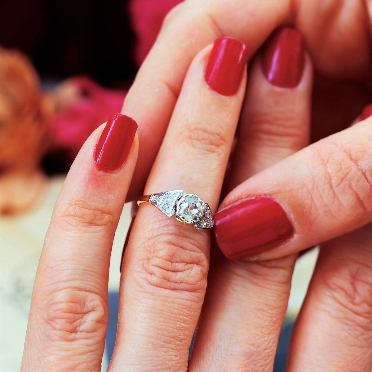 Vintage Art Deco Diamond Solitaire Engagement Ring