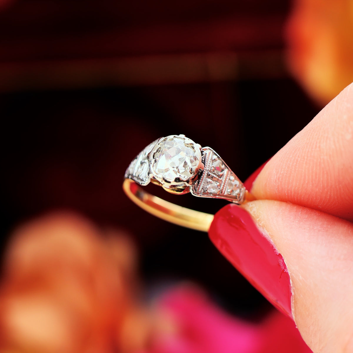 Vintage Art Deco Diamond Solitaire Engagement Ring