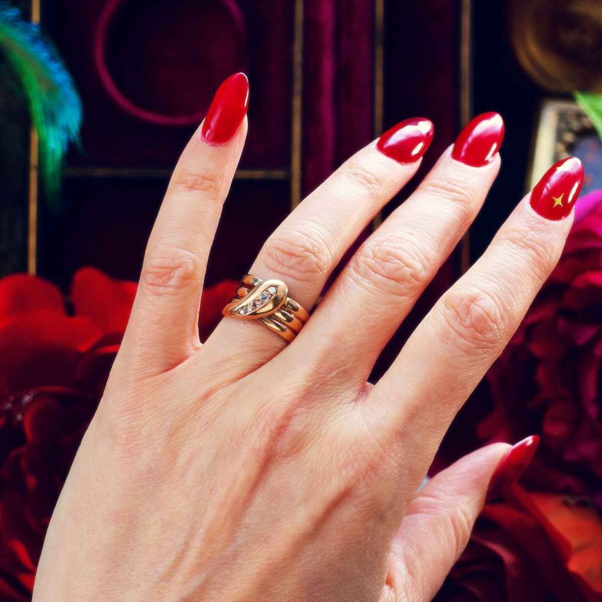 Antique Date 1914 Diamond Snake Ring