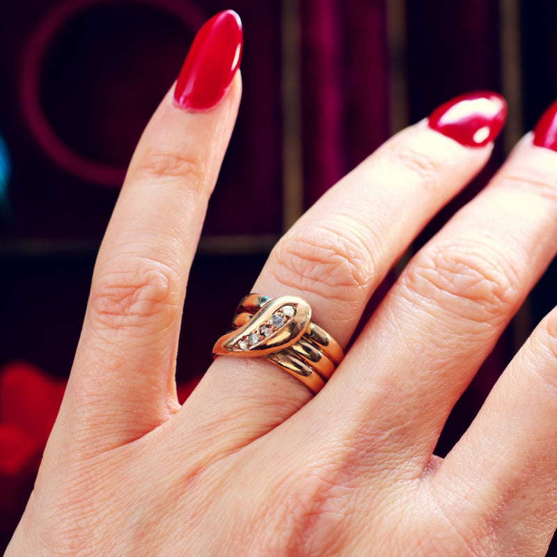 Antique Date 1914 Diamond Snake Ring