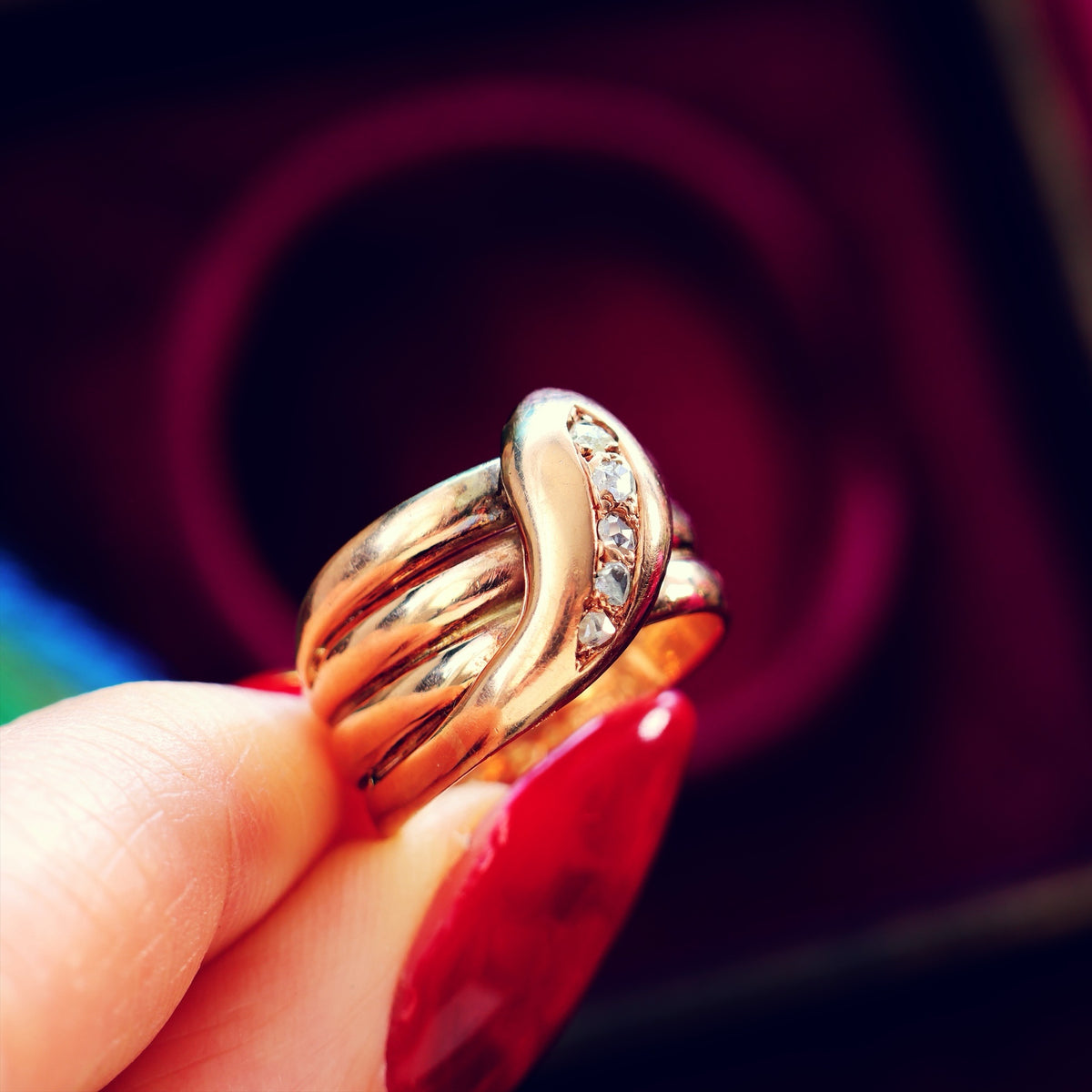 Antique Date 1914 Diamond Snake Ring