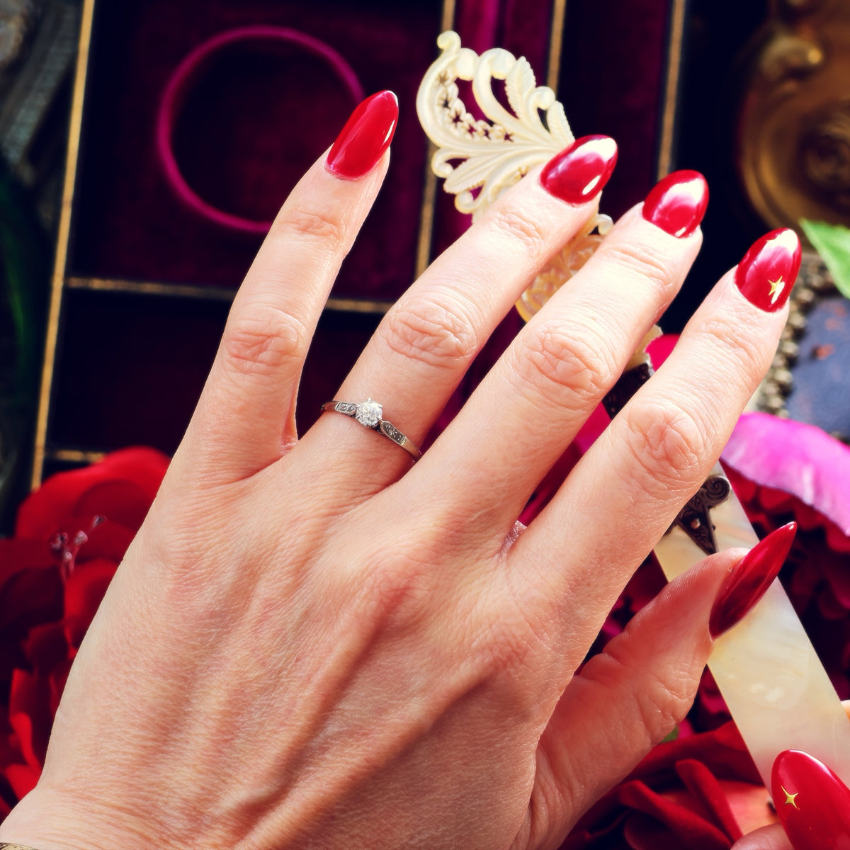 Recycled Old Hand Cut Diamond & Platinum Engagement Ring