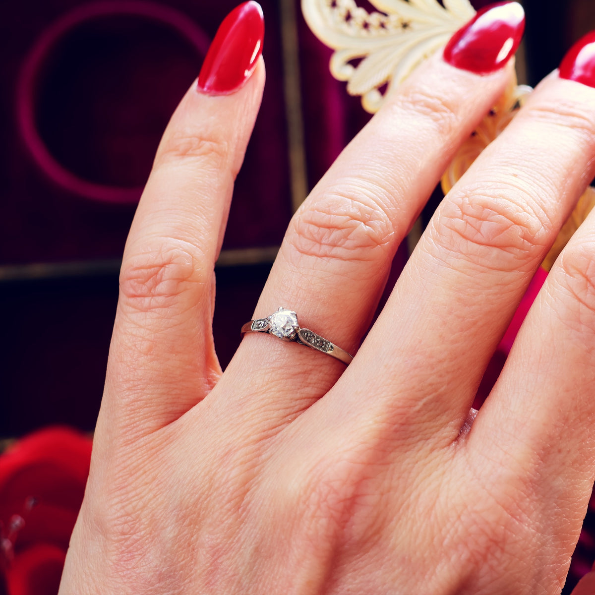 Recycled Old Hand Cut Diamond & Platinum Engagement Ring