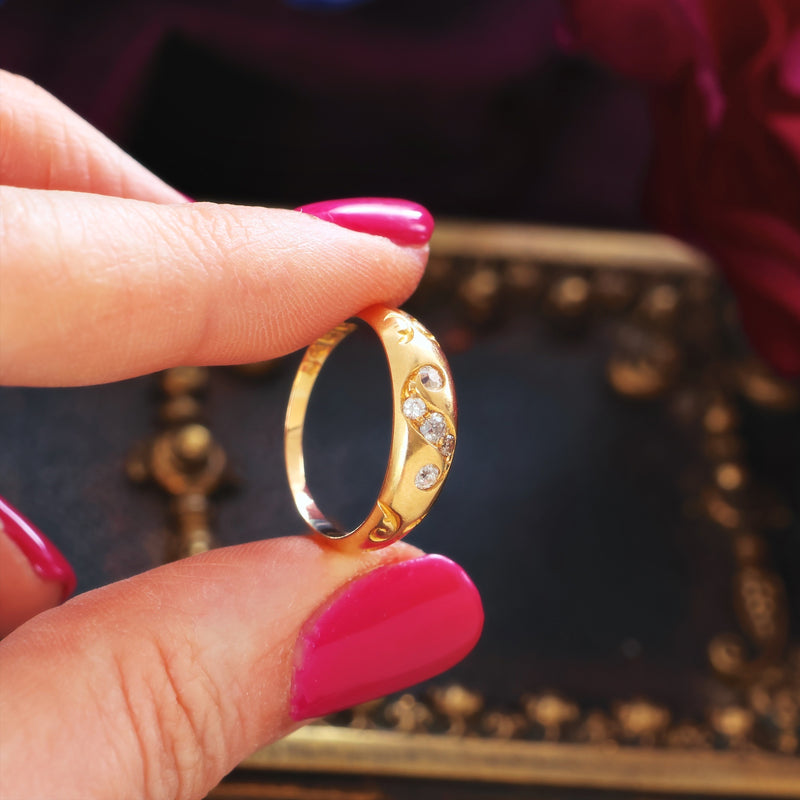 Antique Date 1898 Diamond Wedding Band Ring