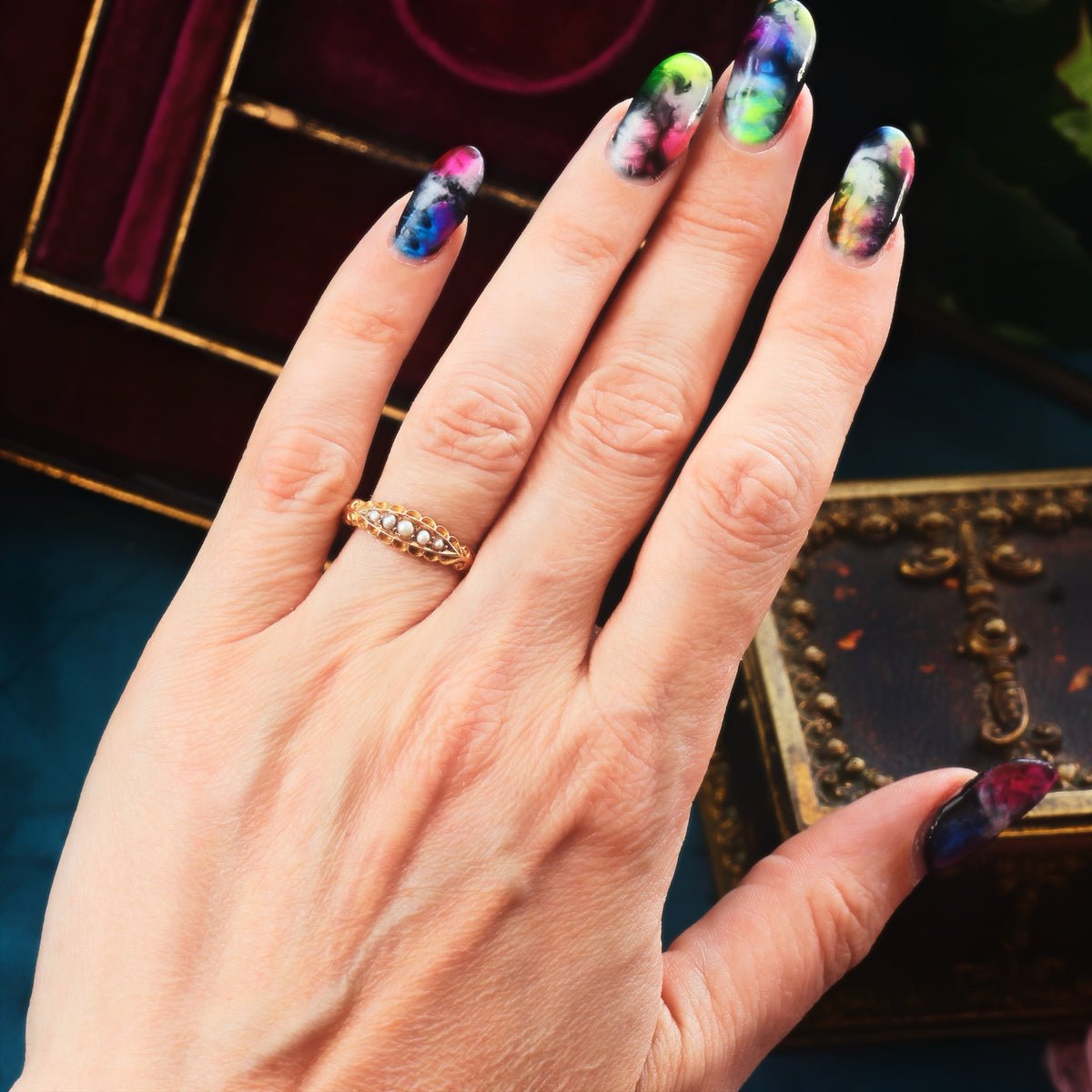 Antique Romance! Date 1898 Wild Pearl Ring