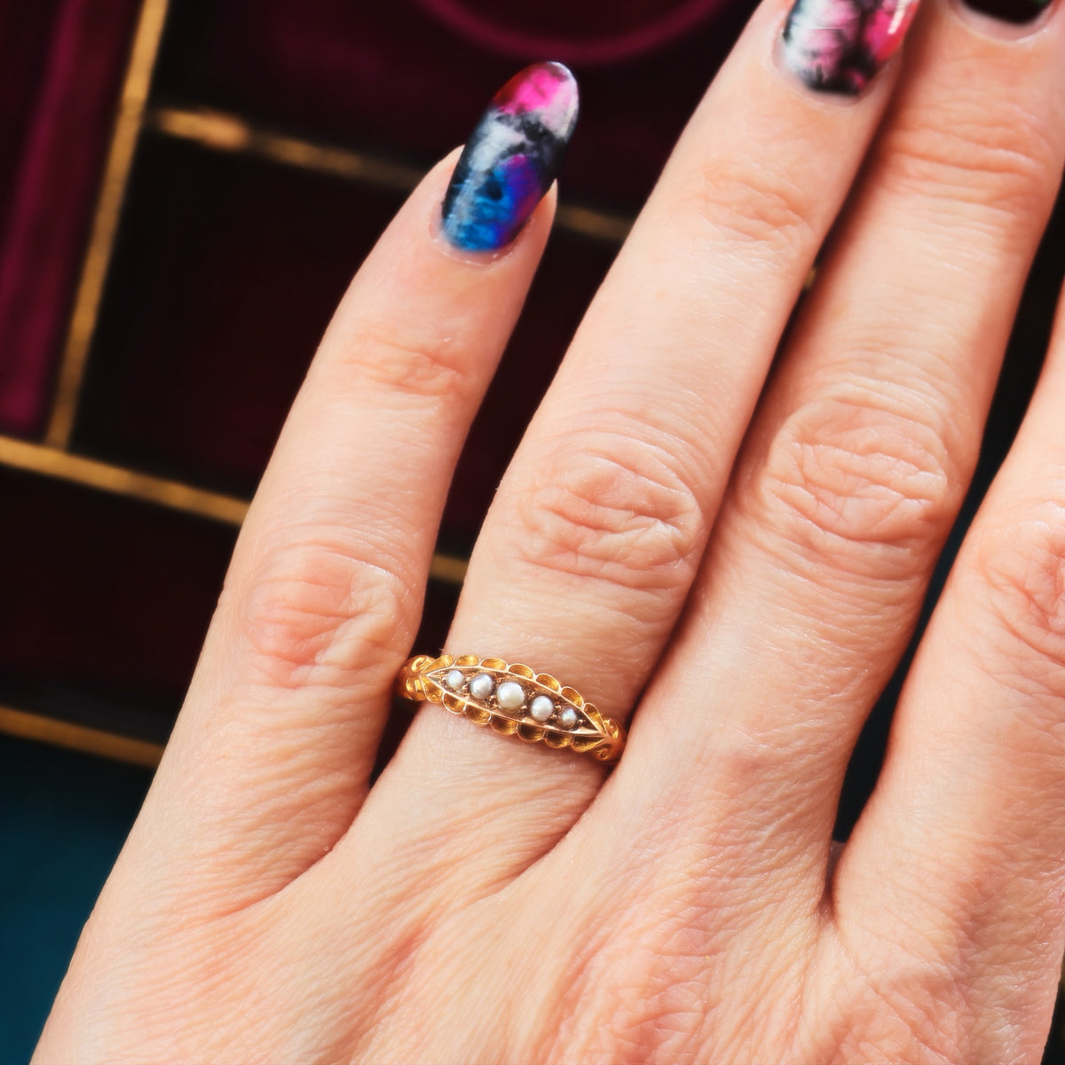 Antique Romance! Date 1898 Wild Pearl Ring