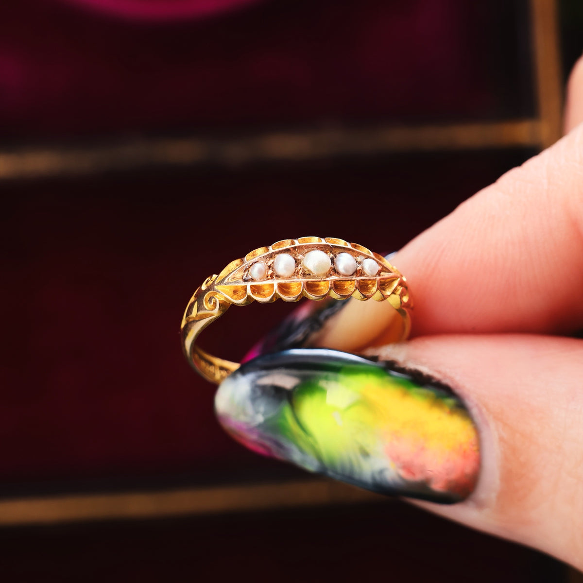 Antique Romance! Date 1898 Wild Pearl Ring