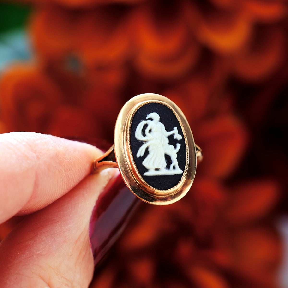 Vintage Neoclassical Vibe Goddess Ceres Wedgewood Ring