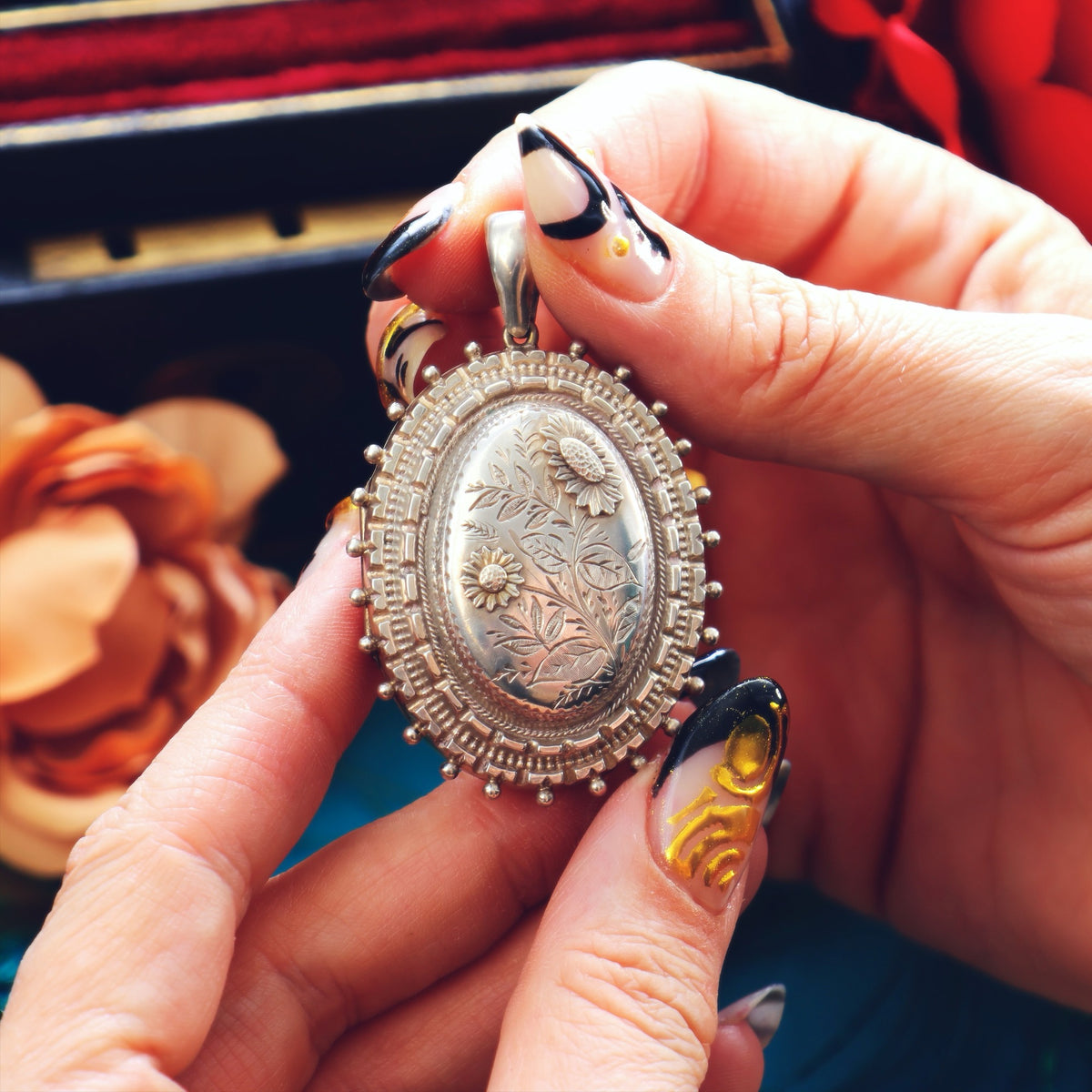Victorian Silver Applique Aesthetic Revival Locket