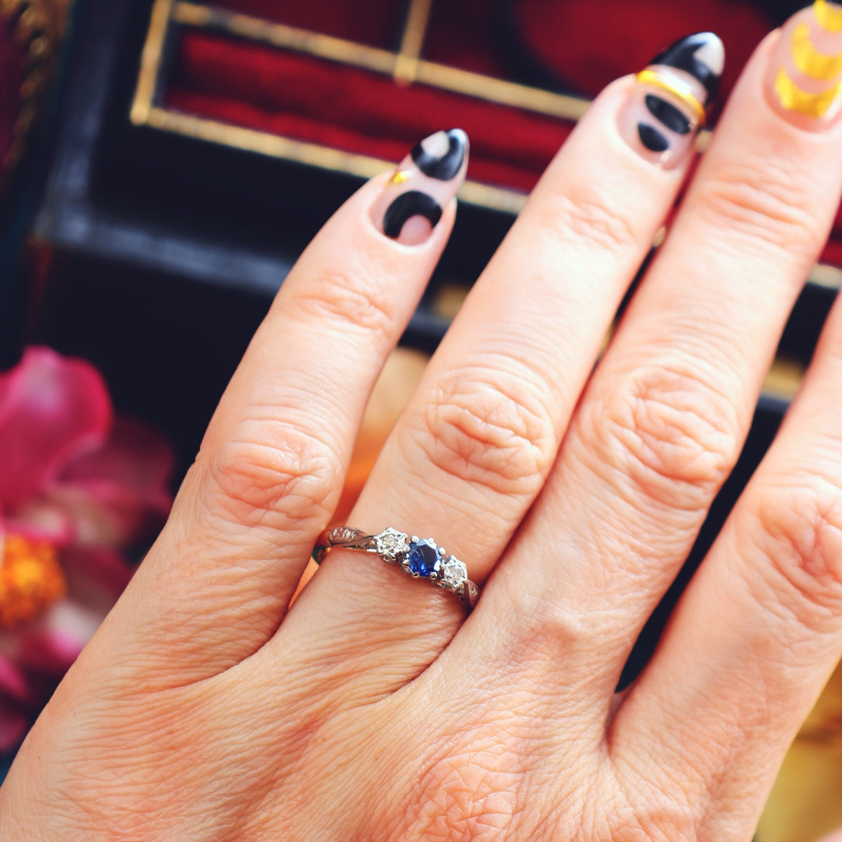 Date 1961 Sapphire & Diamond Trilogy Engagement Ring