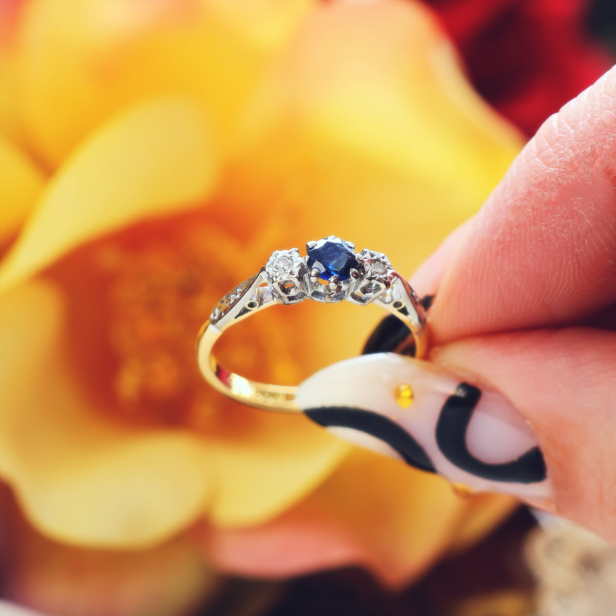 Date 1961 Sapphire & Diamond Trilogy Engagement Ring