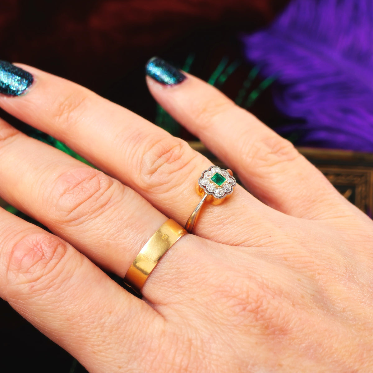 Vintage Perfection! Emerald & Diamond Engagement Ring