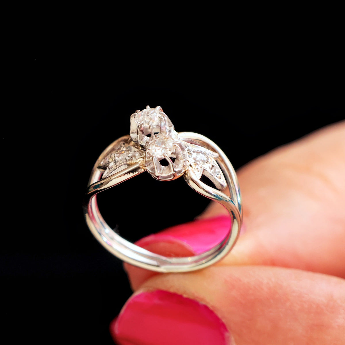 Vintage 'Toi et Moi' Diamond Crossover Ring