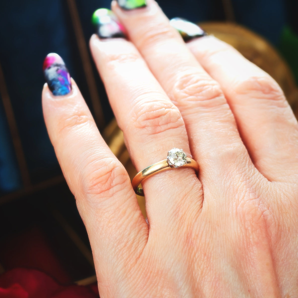 Antique Champagne 'Tiffany' Style Diamond Engagement Ring