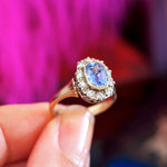 Vintage Delight! Ceylon Sapphire & Diamond Cluster Ring