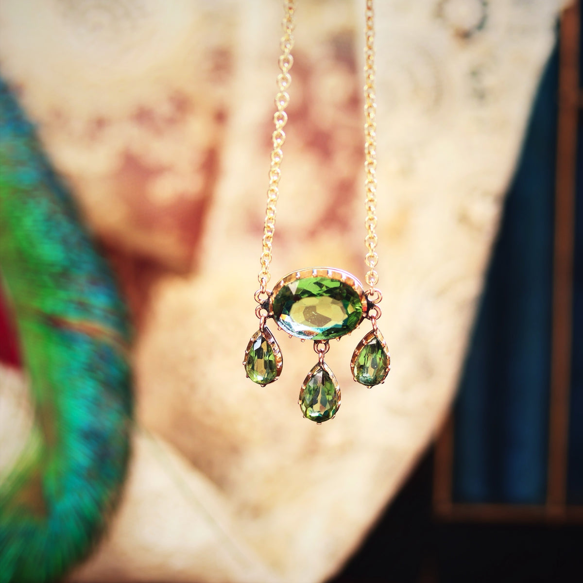 Antique Victorian Forest Green Tourmaline Necklet