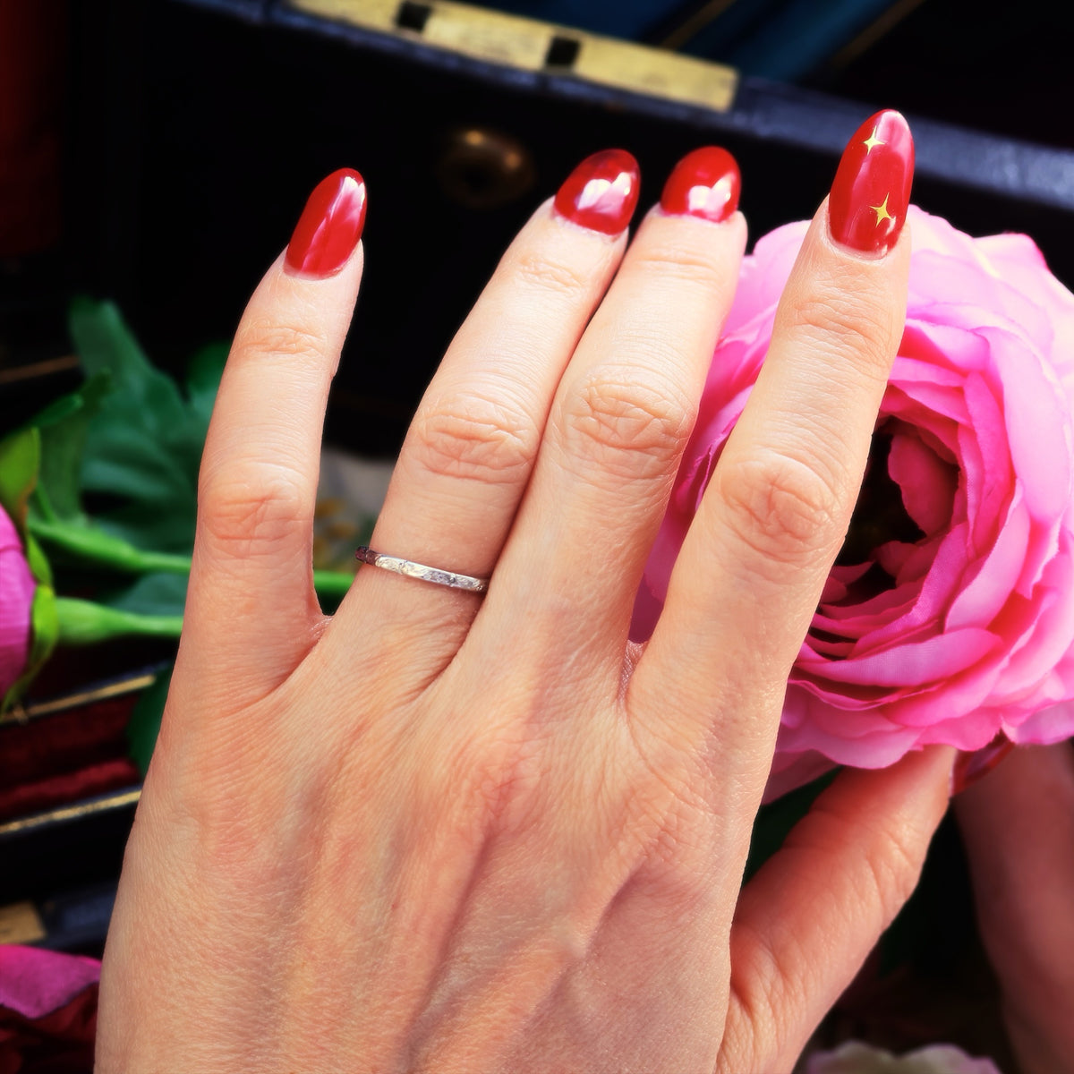 Vintage Size L Hand Engraved Platinum Wedding Band