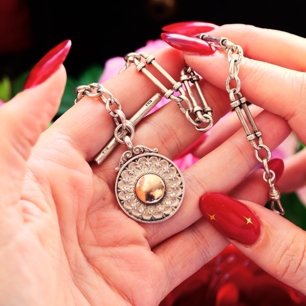 Fabulous Antique Date 1892 Silver 'Albert' Watch Chain