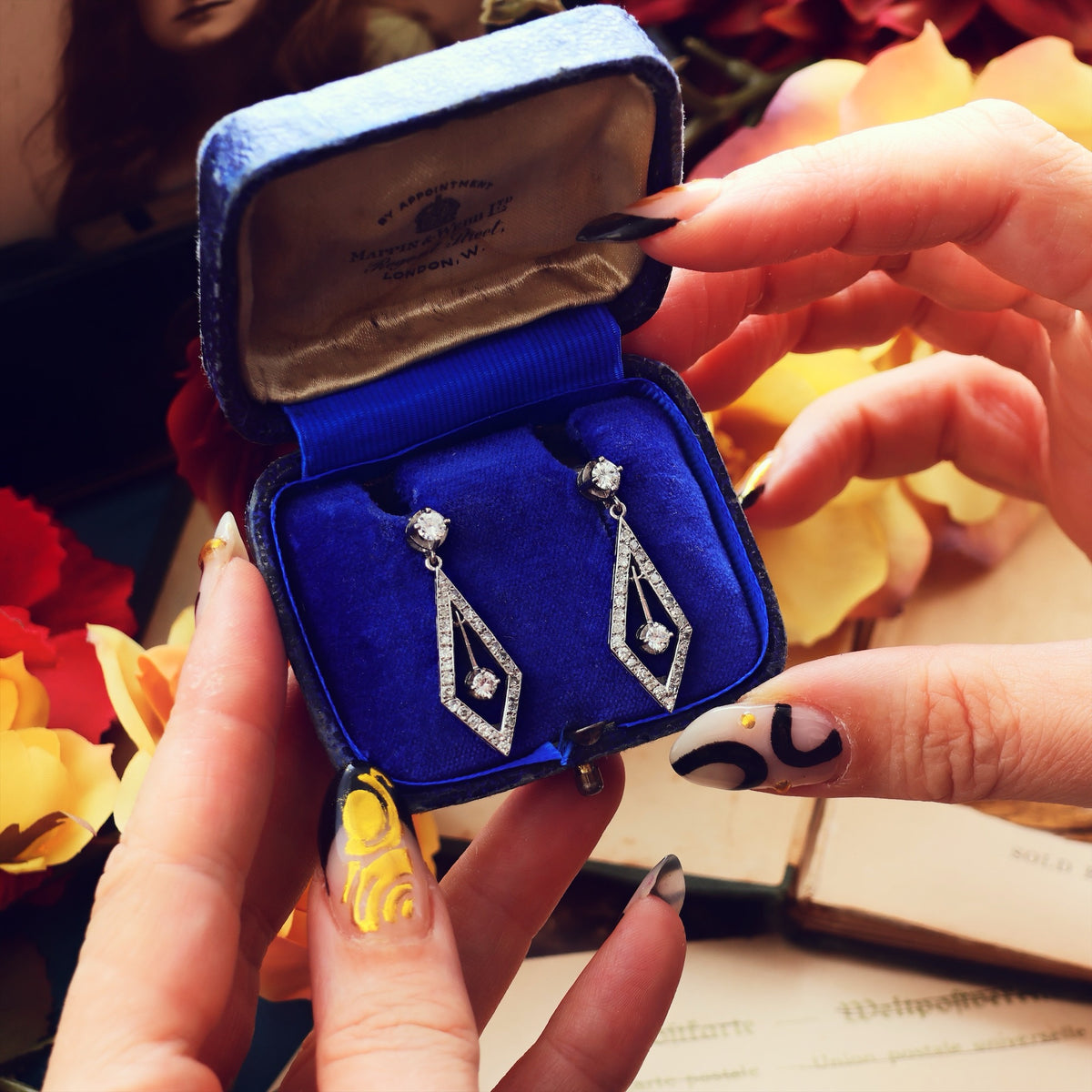DIVINE! Art Deco Diamond Drop Earrings