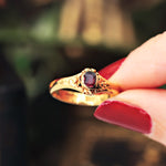 Victorian Gothic! Antique Foiled Tourmaline 18ct Gold Ring