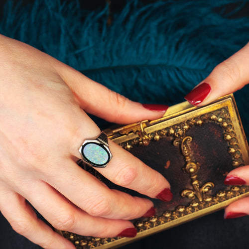 All Original Vintage Art Deco Belais Opal Ring