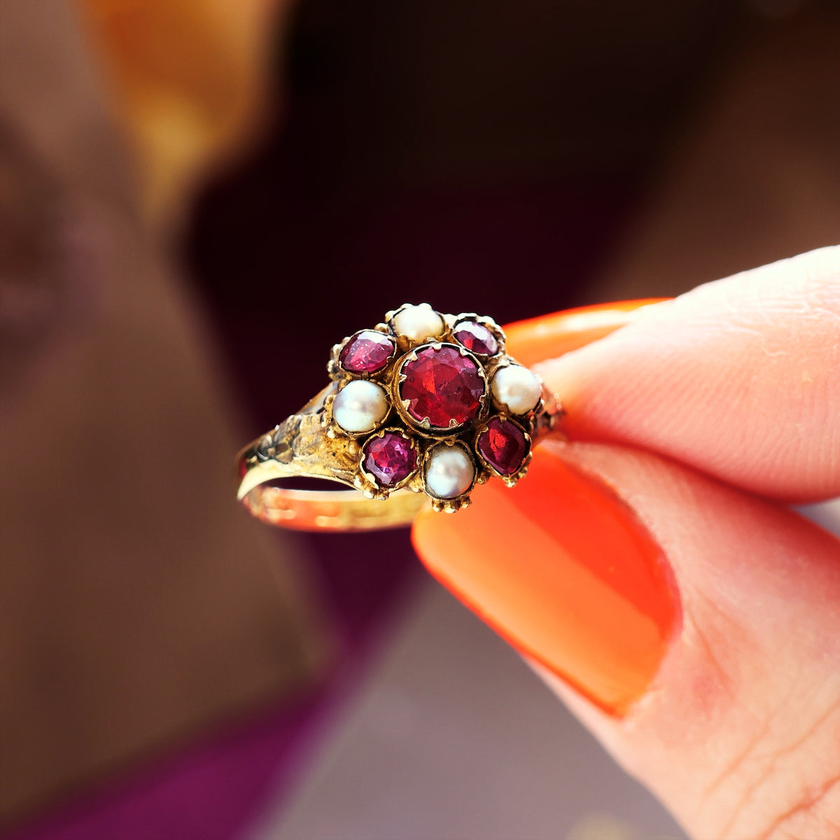 Blessed Date 1857 Pink Tourmaline & Seed Pearl Ring