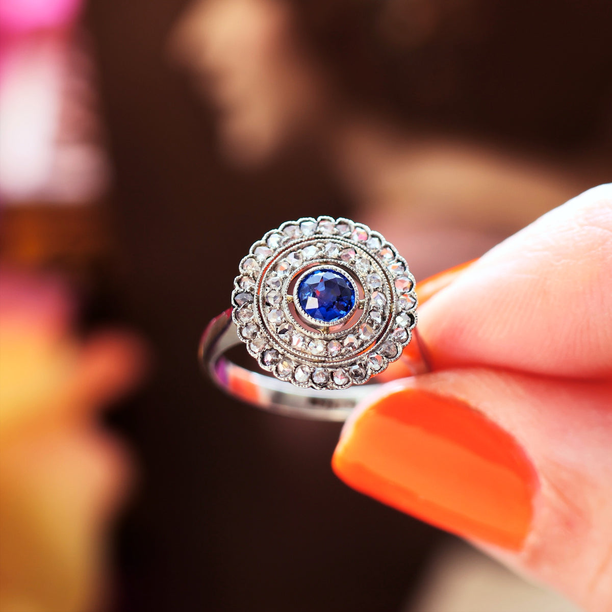 Vintage Date 1966 Sapphire & Diamond Cocktail Ring