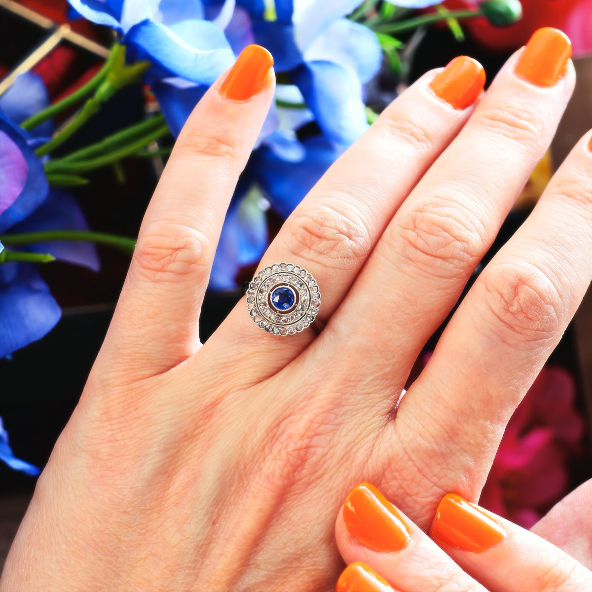 Vintage Date 1966 Sapphire & Diamond Cocktail Ring